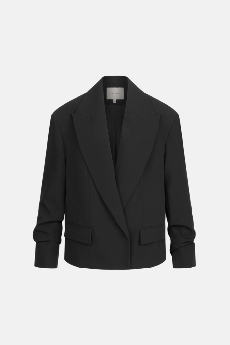 Oversized cotton blazer with gathering on the sleeve