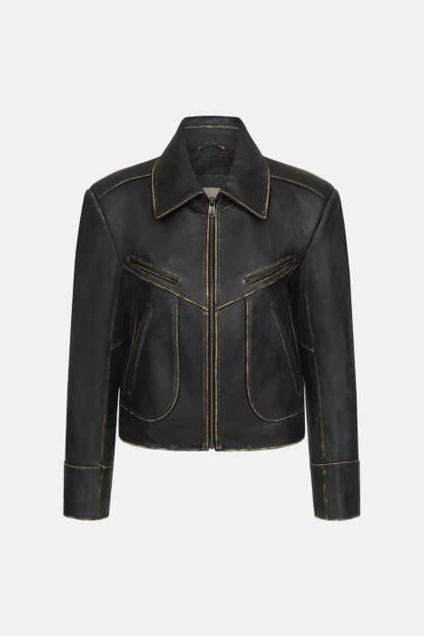 Leather jacket with natural scuffs