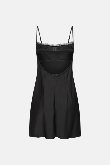 Mini dress with thin straps and lace