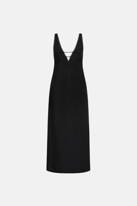 Midi dress with deep neckline and lace - photo 1