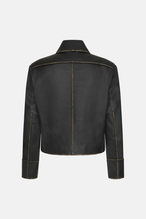 Leather jacket with natural scuffs