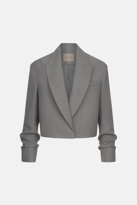 Cropped coat with gathered sleeves
