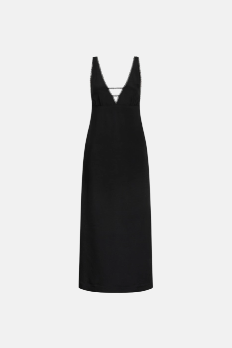 Midi dress with deep neckline and lace