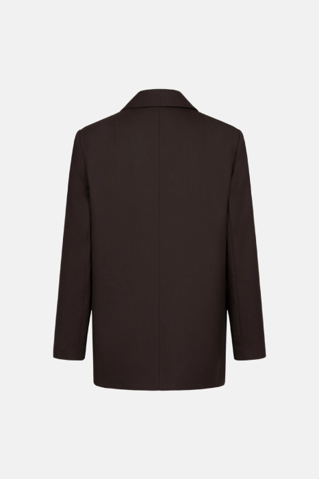 Oversized double-breasted wool blazer with shoulder pads