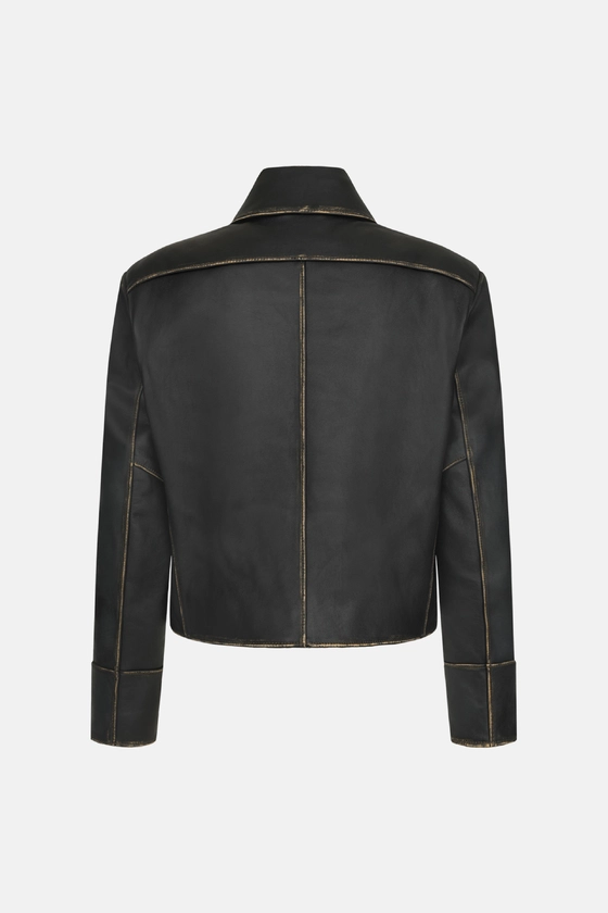 Leather jacket with natural scuffs - photo 2