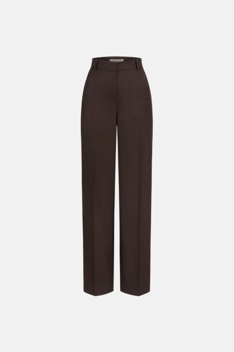 Mid-rise wool trousers with a crease