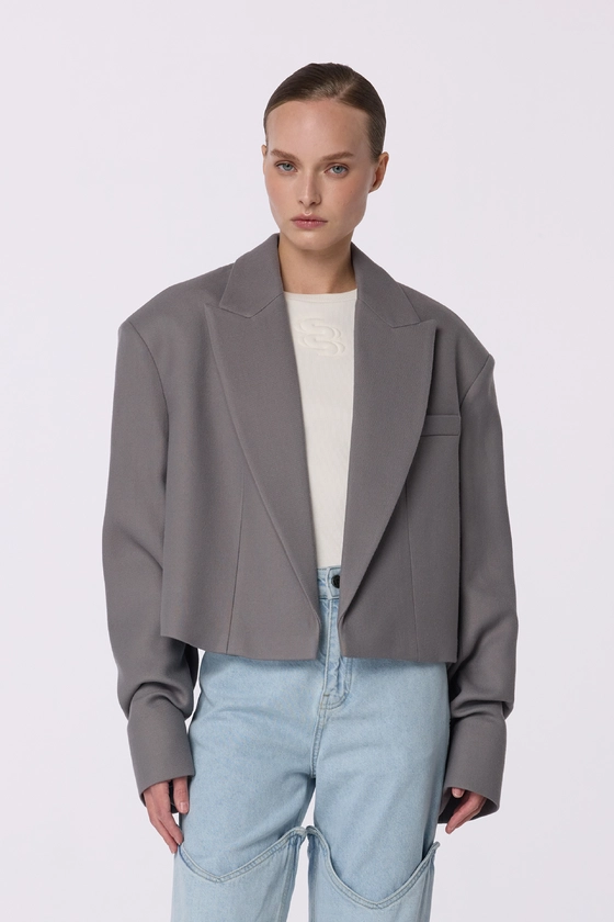 Cropped coat with gathered sleeves - photo 3