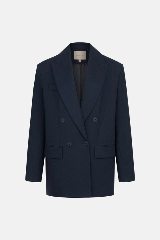 Жакет вовняний двобортний оверсайз з підплічниками - фото 1