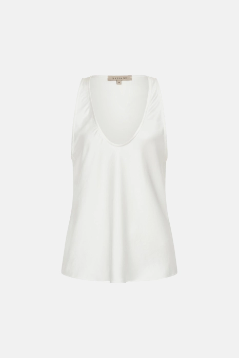 Satin top with a deep neckline