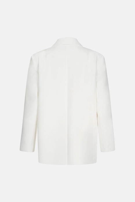 Double-breasted cotton blazer with shoulder pads