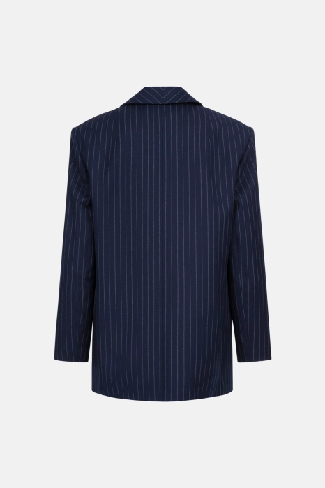Oversized double-breasted wool blazer with shoulder pads