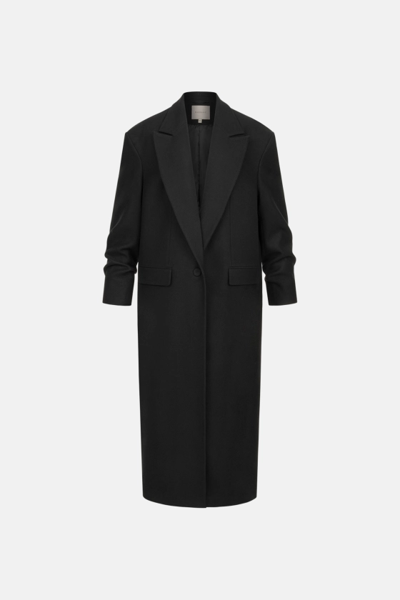 Straight-cut coat with gathered sleeves - photo 1