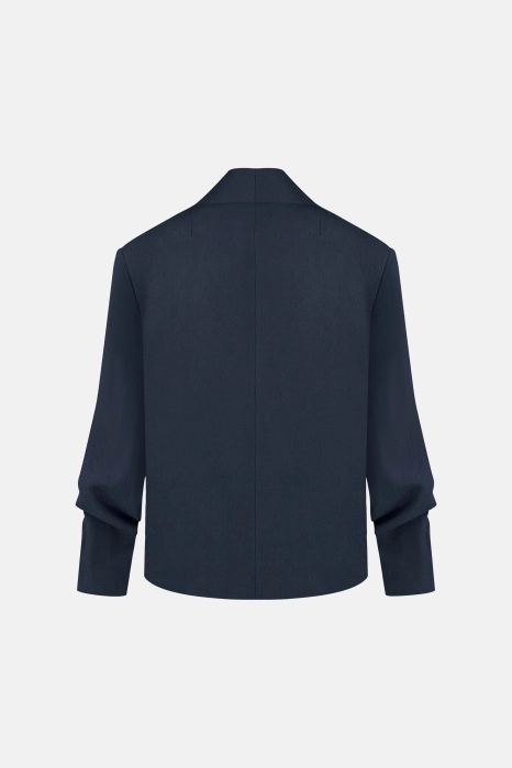 Oversized wool blazer with gathering on the sleeve
