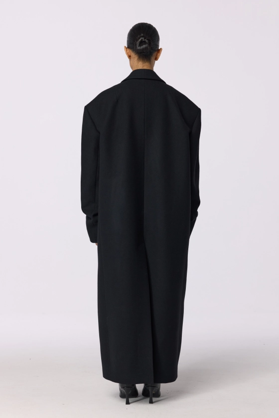 Straight-cut coat with gathered sleeves - photo 6