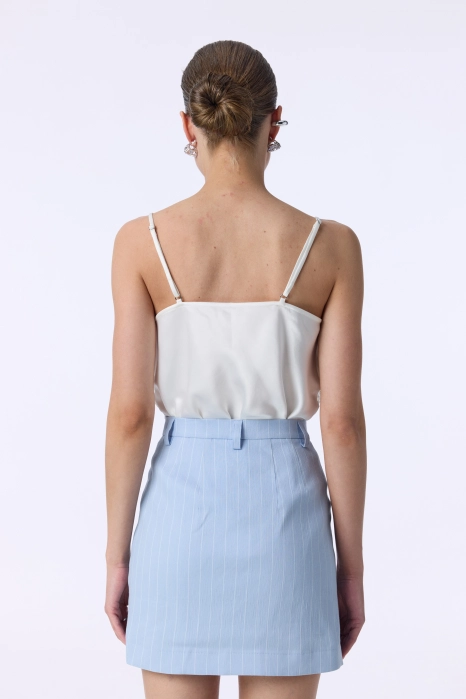 High-waisted mini linen skirt 