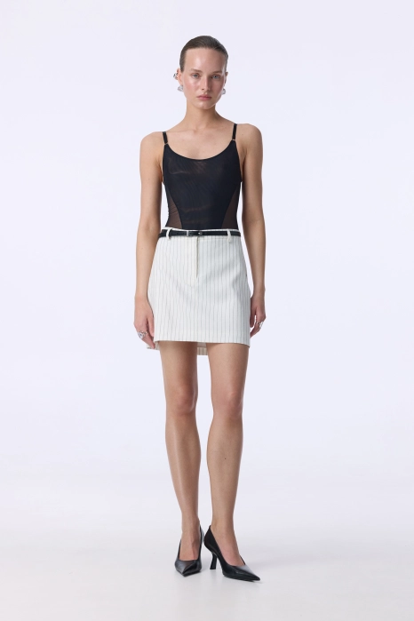 High-waisted mini linen skirt 