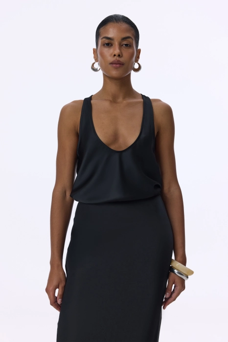 Satin midi skirt