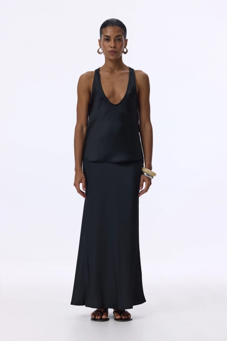 Satin midi skirt