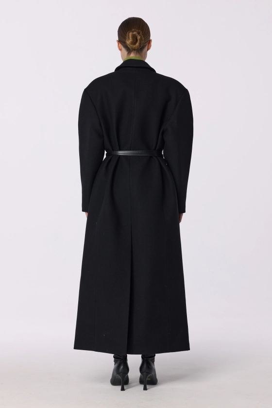Double-breasted coat with accent shoulder - photo 5