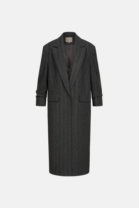 Straight-cut coat with gathered sleeves - photo 1