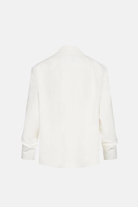 Oversized cotton blazer with gathered sleeves