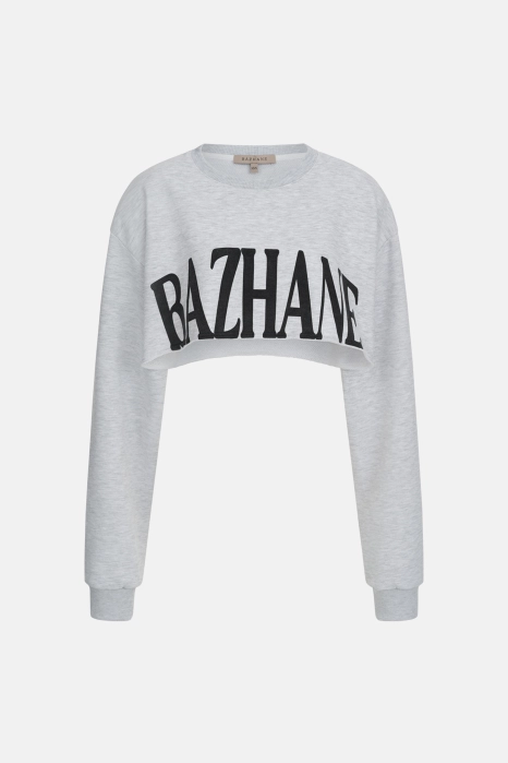 Cropped sweatshirt with accent shoulders