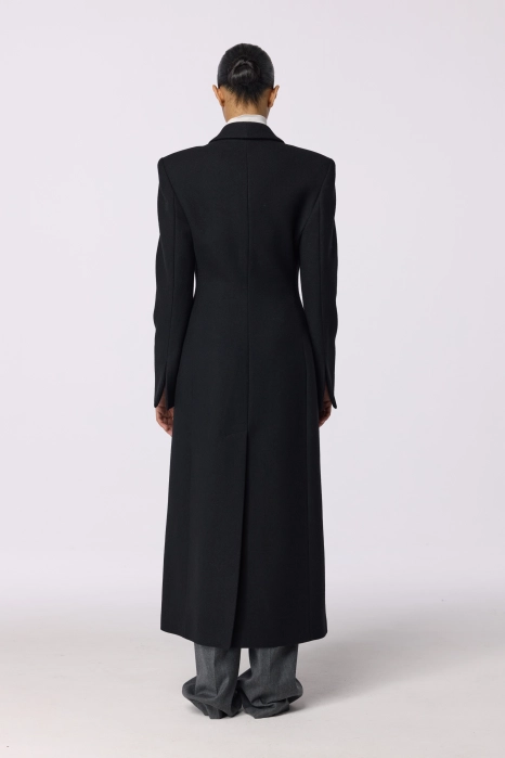 Fitted coat with accent shoulders