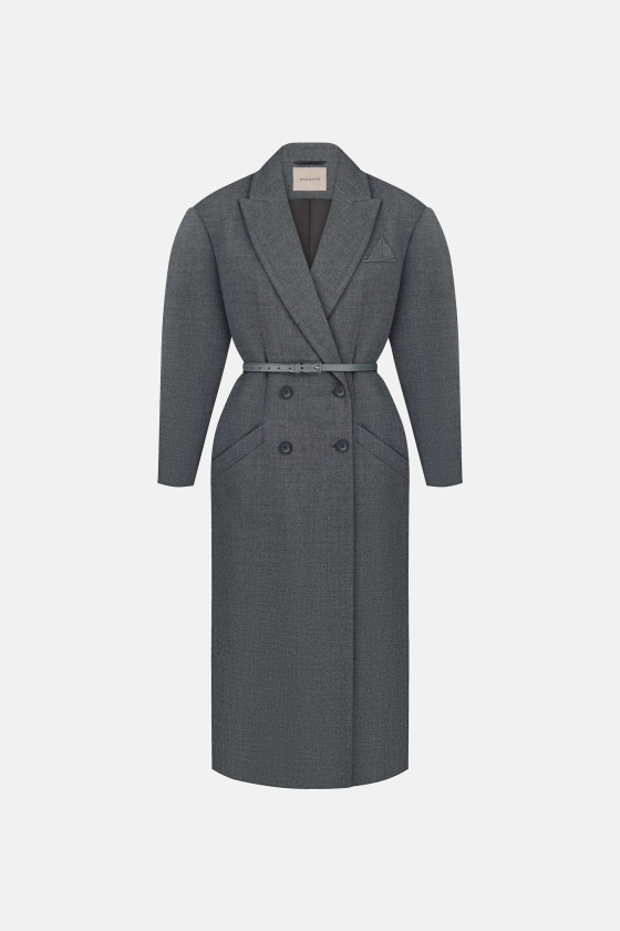 Double-breasted coat with accent shoulder - photo 1