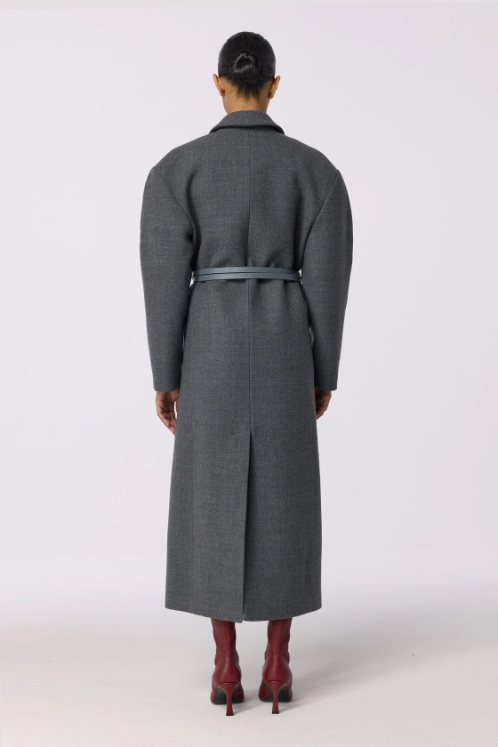 Double-breasted coat with accent shoulder - photo 4