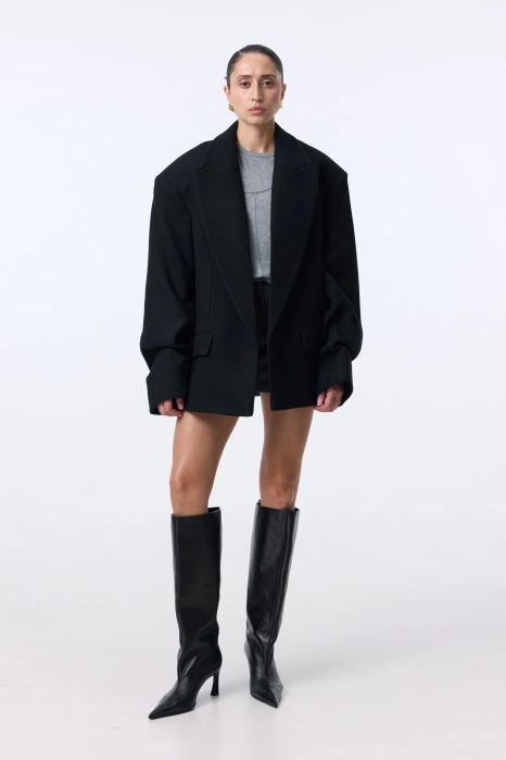 Oversized coat-jacket with gathered sleeves
