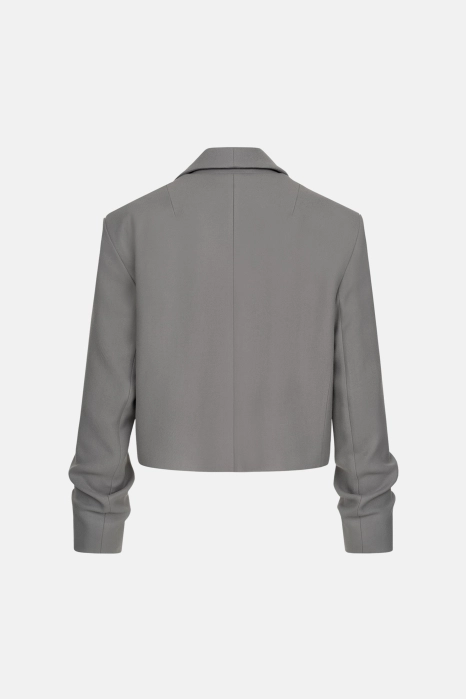 Cropped coat with gathered sleeves