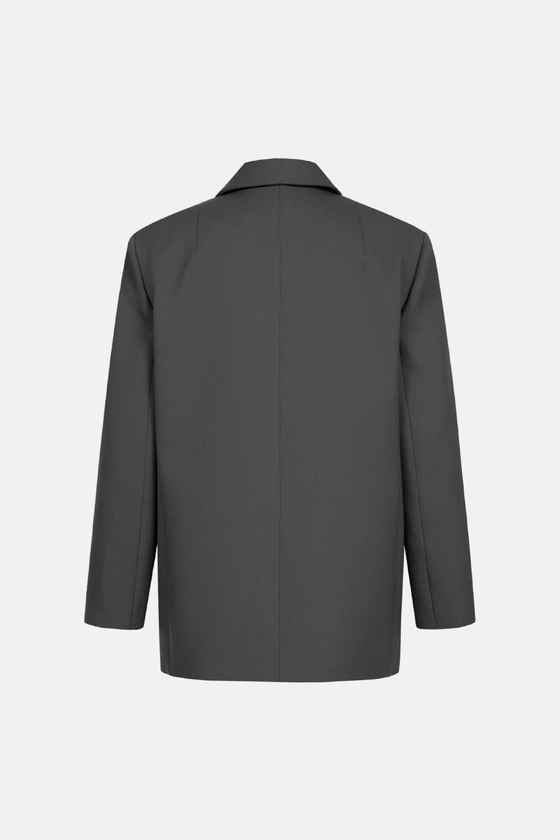 Oversized double-breasted wool blazer with shoulder pads - photo 2
