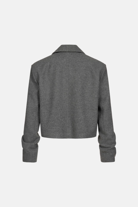 Cropped coat with a gathering on the sleeve