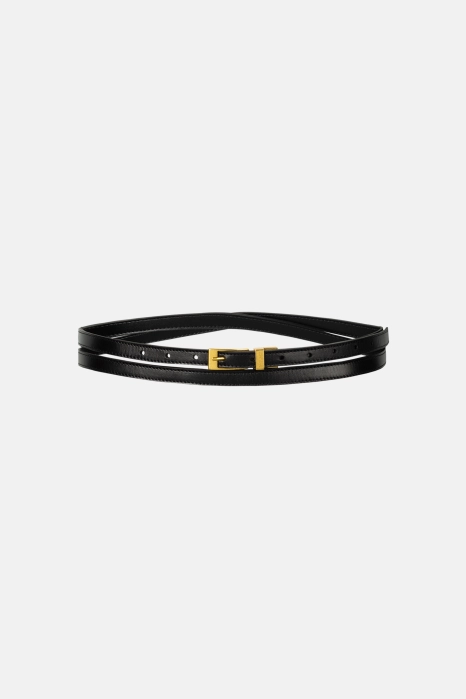 Double thin leather belt