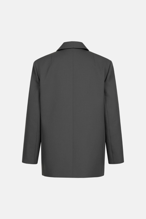 Oversized double-breasted wool blazer with shoulder pads