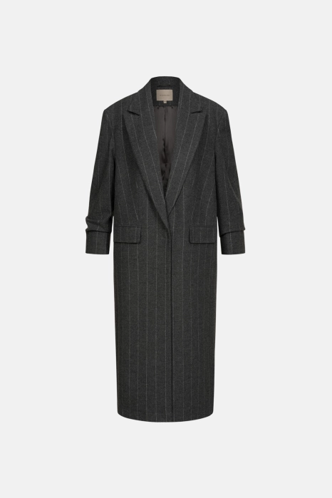 Straight-cut coat with gathered sleeves