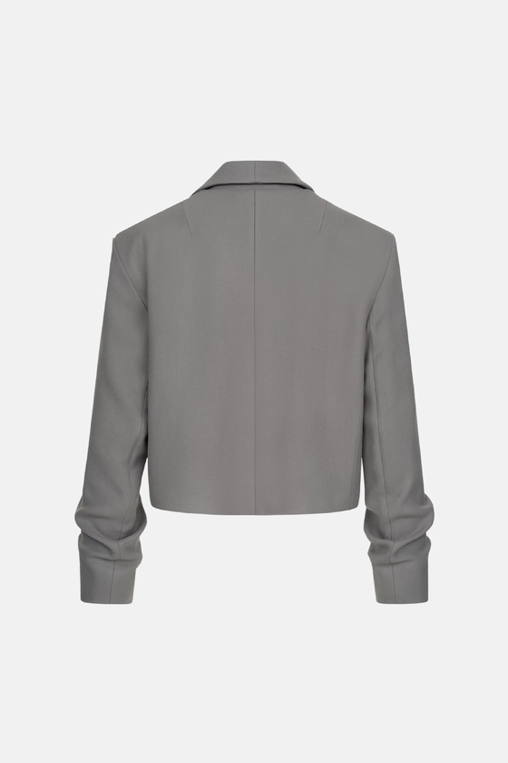 Cropped coat with gathered sleeves - photo 2