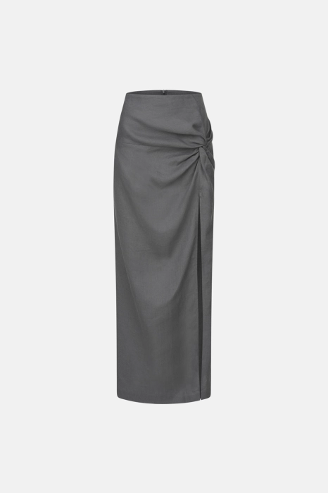 Linen maxi skirt with knot
