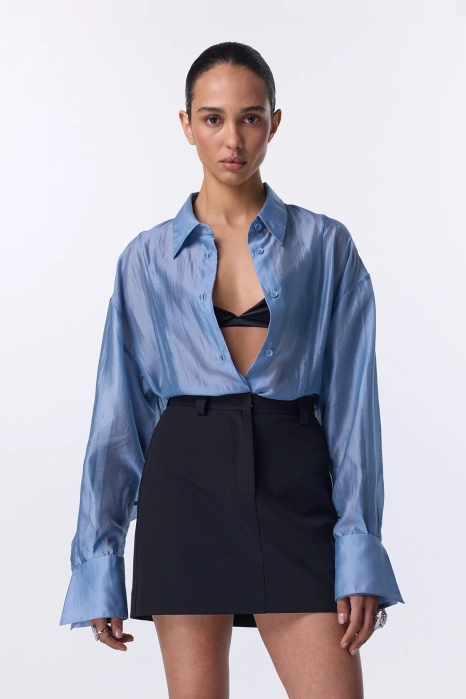 High-waisted mini cotton skirt 