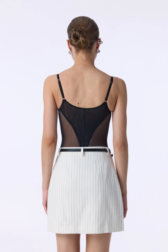 High-waisted mini linen skirt  - photo 4