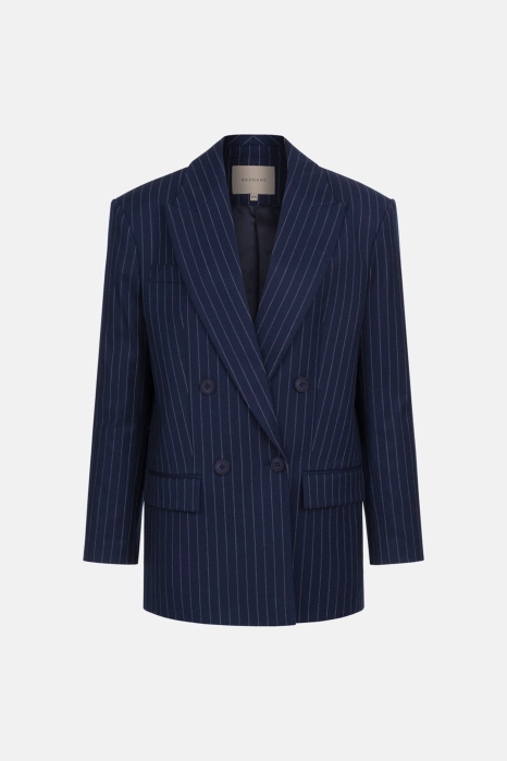 Oversized double-breasted wool blazer with shoulder pads