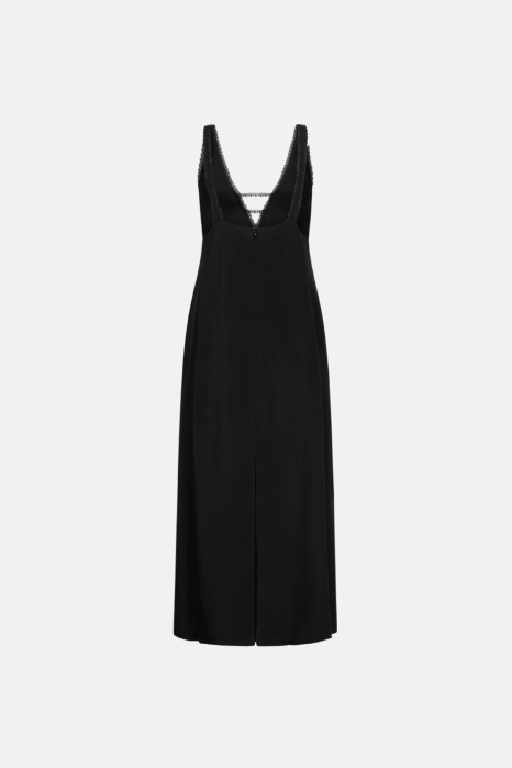 Midi dress with deep neckline and lace