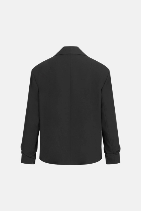 Oversized cotton blazer with gathering on the sleeve