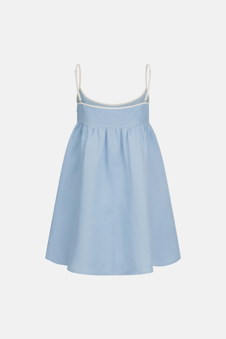 Mini A-line dress with milky trim