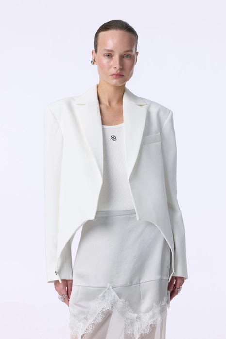 Crop cotton blazer with garter straps