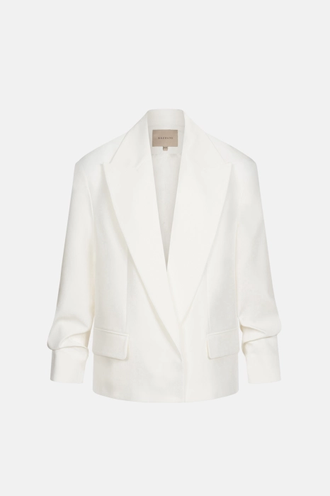 Oversized cotton blazer with gathered sleeves