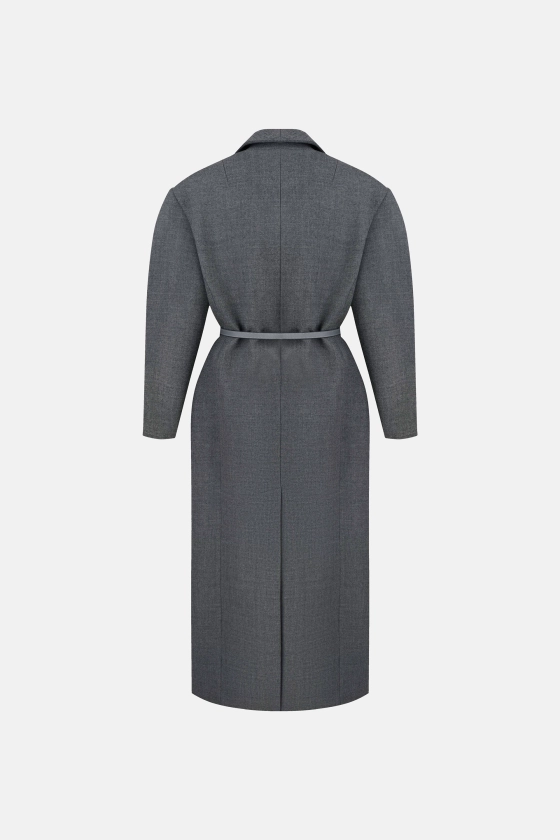 Double-breasted coat with accent shoulder - photo 2