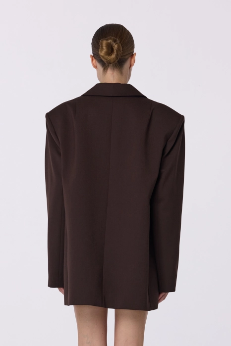 Oversized double-breasted wool blazer with shoulder pads