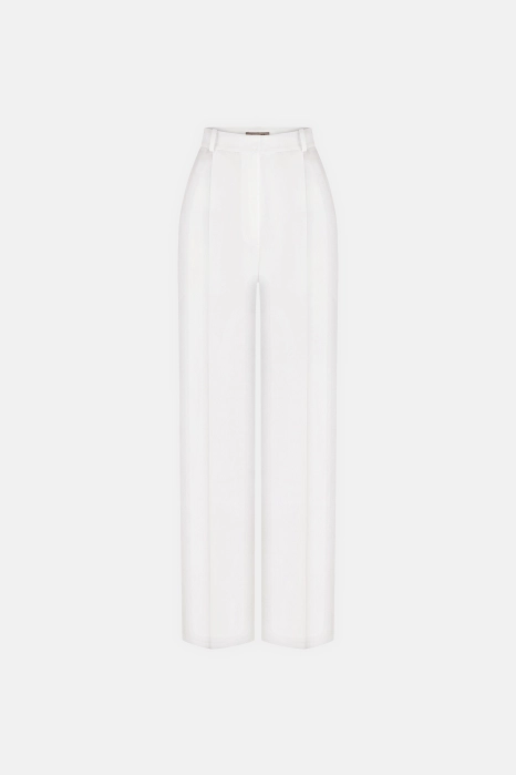 Mid-rise wool trousers with a crease