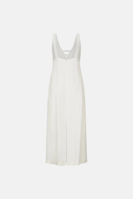 Midi dress with deep neckline and lace 